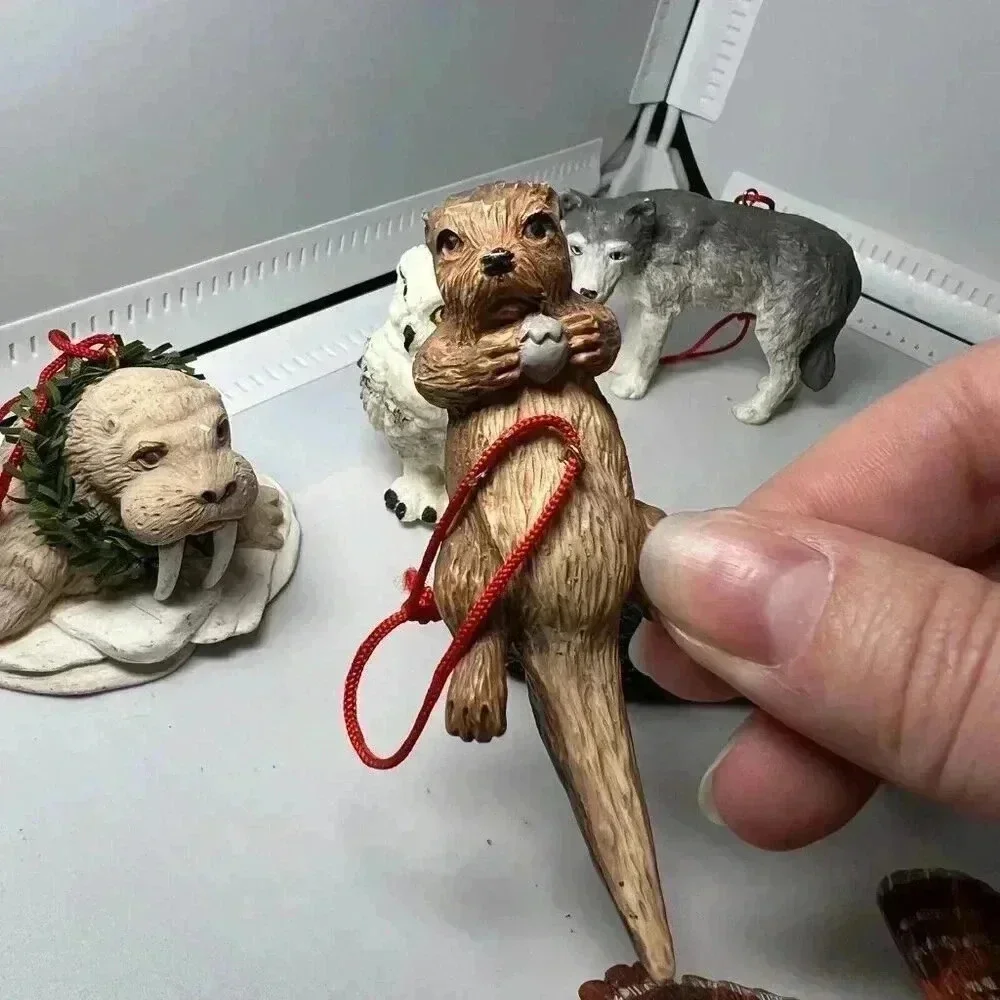 Animal Ornaments Lot Of 10 Frog, Wolf, Owl, Eagle, Otter, Seal, Walrus